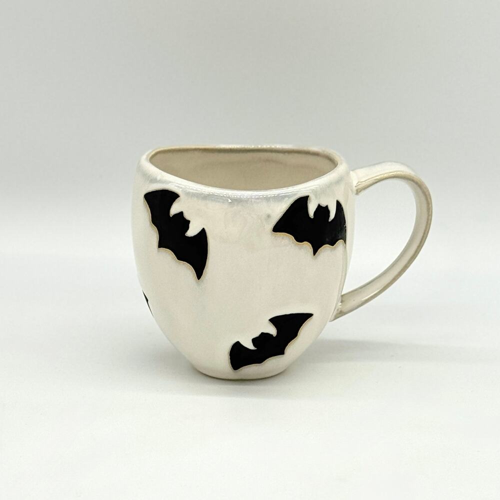 Anthropologie Vida Stoneware Icon Mug Bats Halloween NEW